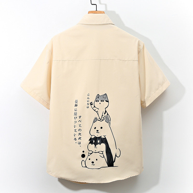 图案已注册大码印花风衬衫男新款青年短袖衬衫/D7082p27,男装T恤,电商A012