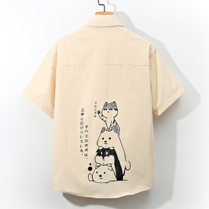 图案已注册大码印花风衬衫男新款青年短袖衬衫/D7082 p27图片