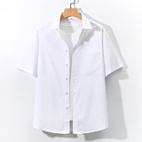 大码印花风衬衫男春夏新款青年短袖衬衫/D7050p35，男装T恤，电商A012