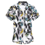 2021宽松休闲大码印花中国风男春夏短袖衬衫QT5030/D7097p30，男装衬衫，电商A012