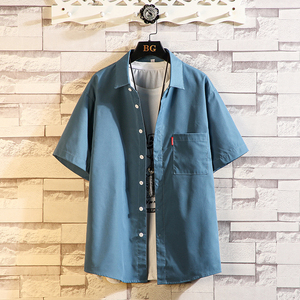 夏新款ins男大码宽松短袖T恤百搭印花体恤打底衫/7080P22，男装T恤，电商A012