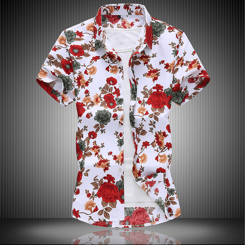 风大码衬衫男花纹休闲衬衫短袖衬衫青年QT5030/7091/p30，男装T恤，电商A012