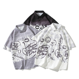 大码外套青年衬衣休闲宽松短袖印花流行衬衫男A011-2/8603p40，男装T恤，电商A012