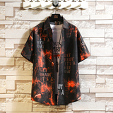 夏季风大码短袖衬衣休闲外套印花风青年衬衫/P27，男装T恤，电商A012