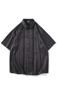 花衬衫男短袖白底条纹休闲上衣服外套翻领大码衬衣A011-2/8663P45图片