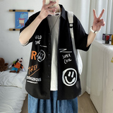 港风大码印花风潮男春夏新款青年短袖衬衫QT5030/D7053p35，男装T恤，电商A012