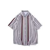 花衬衫男短袖白底条纹休闲上衣服外套翻领大码衬衣A011-2/8663P45，男装T恤，电商A012