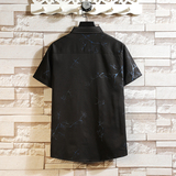 新款印花衬衫夏季短袖衬衫大码男装衬衫M-7XL码QT5030/7075p40，男装T恤，电商A012