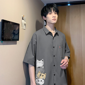 夏新款男大码打底衫宽松短袖T恤百搭印花体恤/7215p30图片