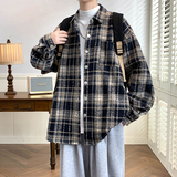 春款男士毛呢衬衫长袖宽松格子衬衣休闲夹克外套A011-2/8809P55，男装夹克，电商A012
