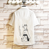 图案已注册大码印花风衬衫男新款青年短袖衬衫5030/D7082p27，男装T恤，电商A012