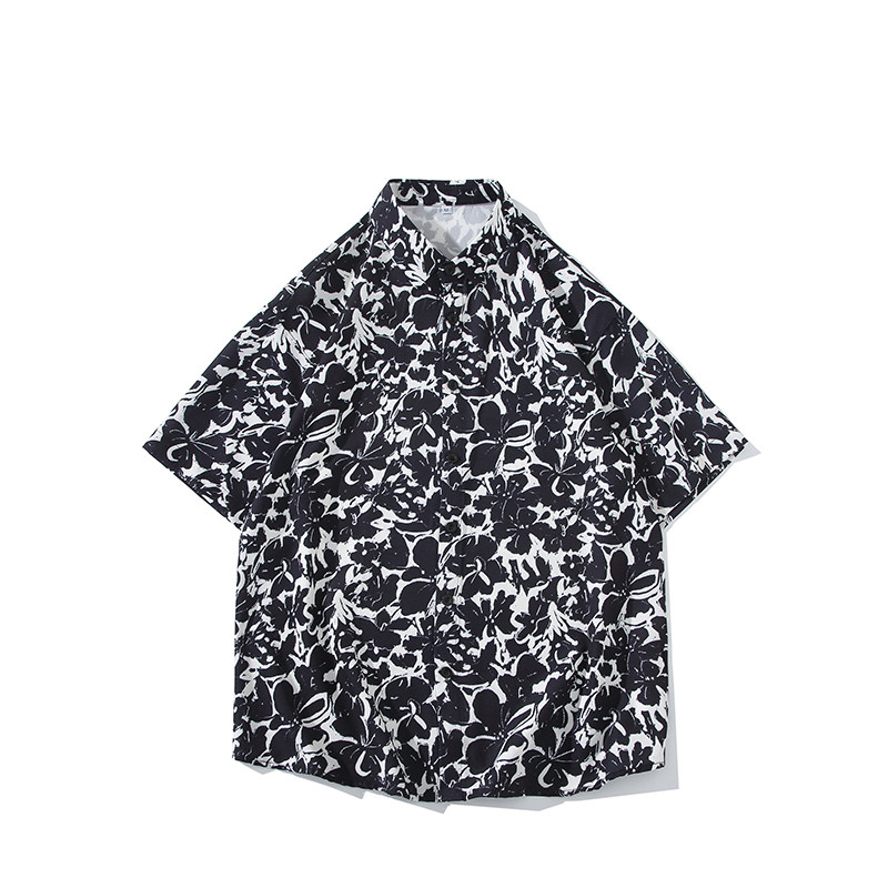 花衬衫男短袖夏季痞帅休闲上衣服外套翻领大码衬衣男A011-2/P35,男装T恤,电商A012