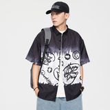 精品大码外套青年衬衣休闲宽松短袖印花流行衬衫男A011-2/p40，男装T恤，电商A012