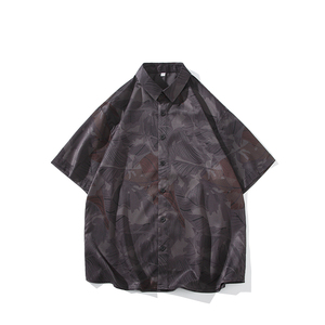 花衬衫男短袖夏季痞帅休闲上衣服外套翻领大码衬衣A011-2/P45图片