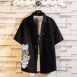 夏新款男大码宽松打底衫短袖T恤百搭印花体恤/7215p30，男装T恤，电商A012