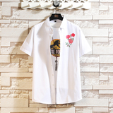 新款印花衬衫夏季短袖衬衫大码男装衬衫M-7XL码QT5030/7070p40，男装T恤，电商A012