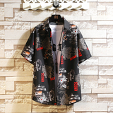 夏季大码短袖衬衣休闲外套印花风青年衬衫风/P27，男装T恤，电商A012