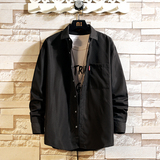 秋季ins青少年长袖休闲宽松外套大码印花衬衫T恤衬衣2280P30，男装T恤，电商A012