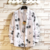 秋季青少年长袖休闲宽松外套大码印花衬衫T恤衬衣/2203P40，男装T恤，电商A012