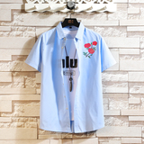 新款印花衬衫夏季短袖衬衫大码男装衬衫M-7XL码QT5030/7070p40，男装T恤，电商A012