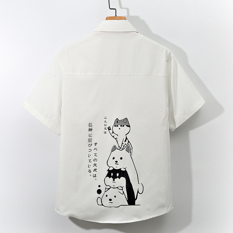 图案已注册大码印花风衬衫男新款青年短袖衬衫/D7082p27,男装T恤,电商A012