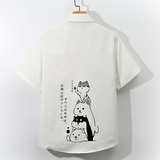 图案已注册大码印花风衬衫男新款青年短袖衬衫/D7082p27，男装T恤，电商A012