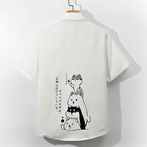 图案已注册大码印花风衬衫男新款青年短袖衬衫/D7082 p27图片