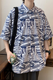 大码外套青年衬衣休闲宽松短袖印花流行衬衫男A011-2/8607p40，男装T恤，电商A012