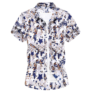 2021寬松休閑大碼印花中國風(fēng)男春夏短袖襯衫QT5030 /D7096p30圖片