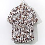 宽松休闲大码印花风男春夏短袖衬衫/D7096p30，男装T恤，电商A012