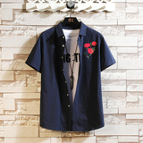 新款印花衬衫夏季短袖衬衫大码男装衬衫M-7XL码QT5030/7070p40，男装T恤，电商A012