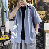 2021大码印花中国风衬衫男春夏新款青年短袖衬衫QT5030/D7051p35，男装衬衫，电商A012