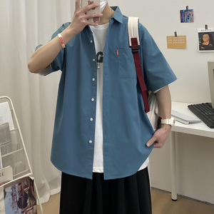 港风风休闲男新款青年百搭时尚短袖衬衫/ D7080p22图片