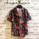 夏季大码短袖衬衣休闲外套印花风青年衬衫风/P27，男装T恤，电商A012