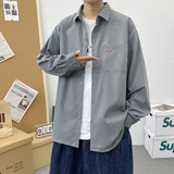 大码港风外套青年衬衣休闲宽松长袖印花衬衫/2280p30，男装衬衫，电商A012