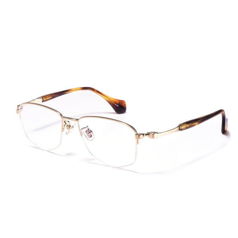日本手造纯钛半框意大利板材眼镜男复古文艺大脸近视防蓝光镜架