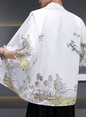 中国风佛系男装汉服男古风浮世绘日式和服羽织开衫防晒衣道袍披风