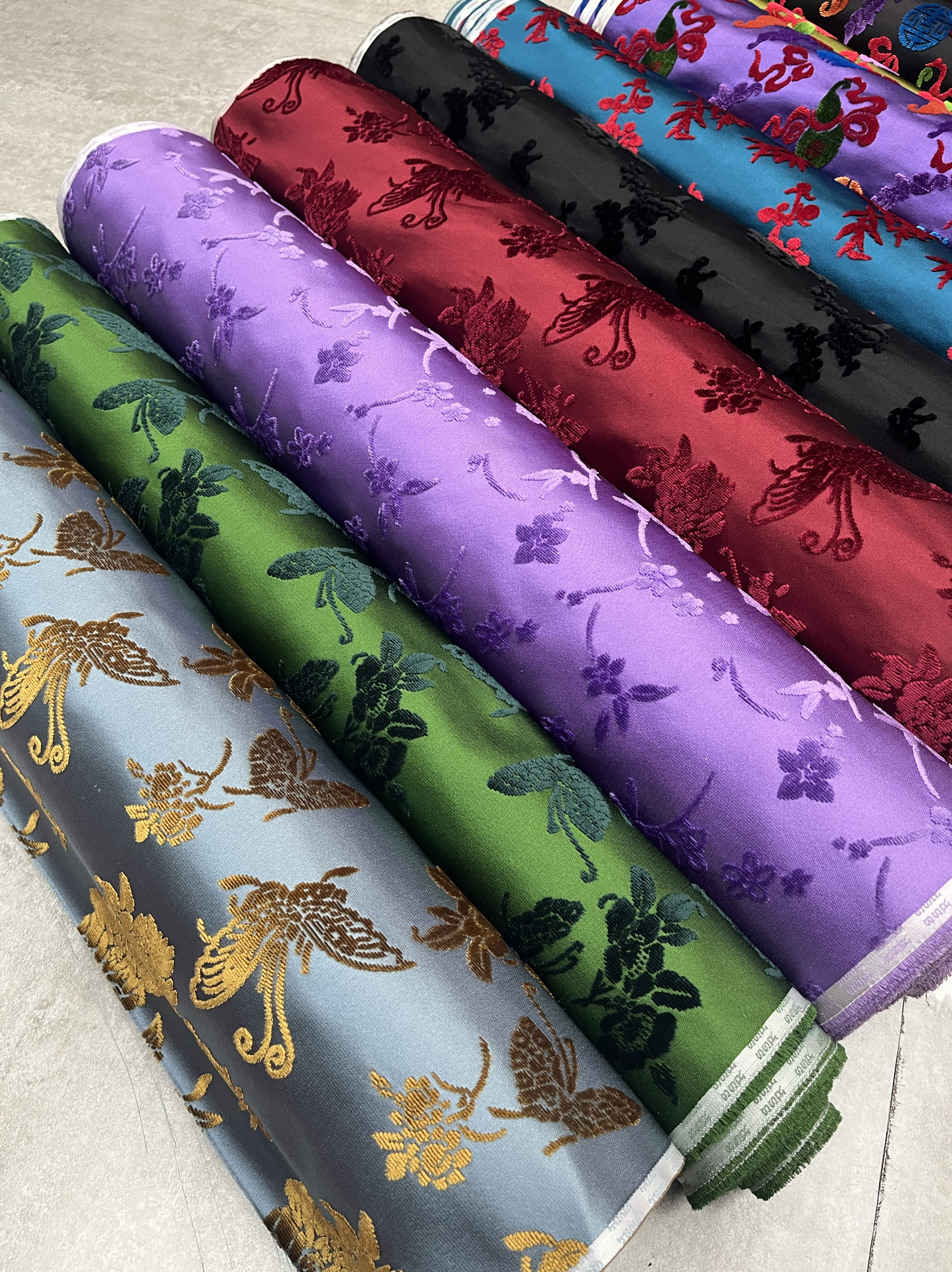 蝶恋花 非遗漳绒缎100桑蚕丝 70门幅 高定马甲太太服旗袍汉服布料