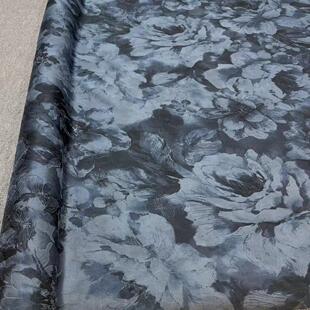 新品蓝色雀头黛真丝绞罗红云纱面料高定系列吊带裙旗袍连衣裙布料