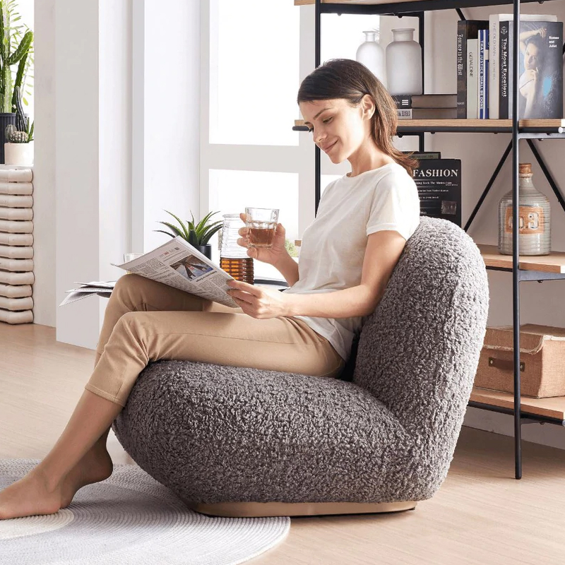 意式沙发椅极简舒适创意简约豆沙包单人休闲椅家用异形网红羊羔绒