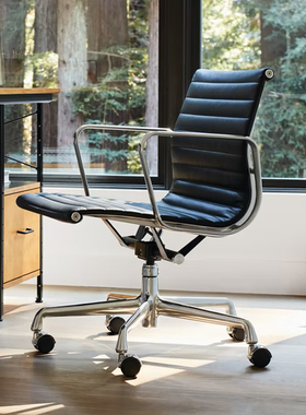 EAMES复刻伊姆斯真皮电脑椅经典设计师转椅铝合金办公椅班前椅