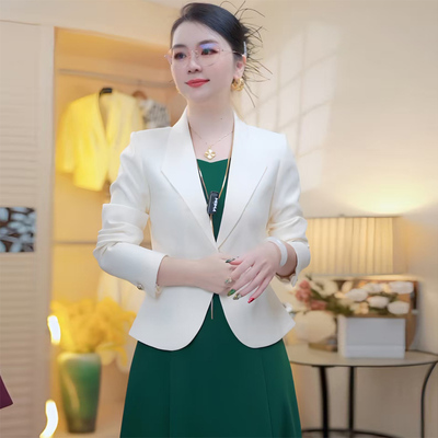 白色西装短外套女2025秋冬新款