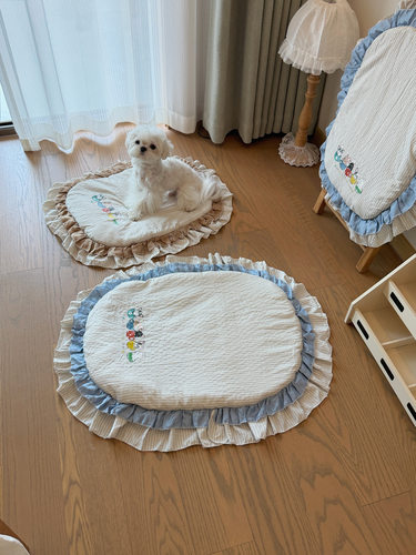 宠物沙发窝四季通用小型犬狗窝夏季透气宠物猫狗垫一体式花边垫