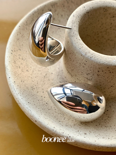 Boonee alus简约欧美金属水滴镂空耳环女原创小众设计高级感耳钉