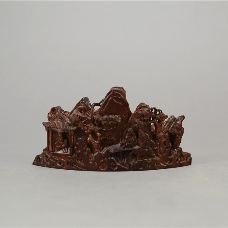 “渔樵耕读的理想与智慧” 仿古 明代紫檀雕《渔樵耕读》五峰笔山