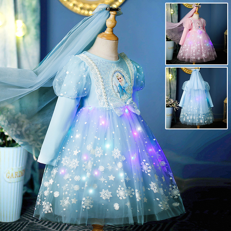 女童冰雪奇缘爱莎公主连衣裙秋冬