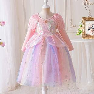 女童花仙子爱莎公主裙子夏季新款儿童生日礼服洋气艾莎连衣裙春秋