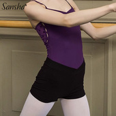 子外穿平角裤 Sansha法国三沙成人芭蕾舞裤 中腰黑色显瘦三分练功裤
