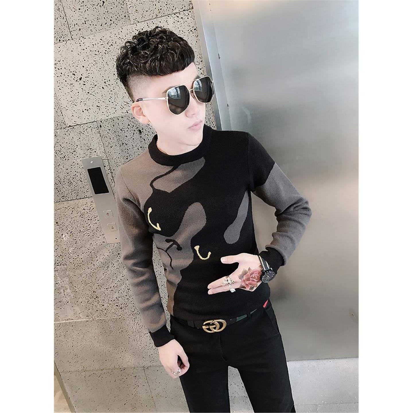 网红潮牌毛衣男加厚潮流2022新款内搭针织衫秋冬季打底针织衫