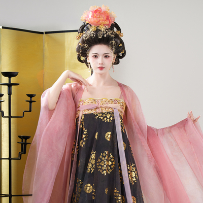 山迟【婉宁】汉服复原唐制风显瘦齐胸襦裙大袖衫少女春夏套披帛